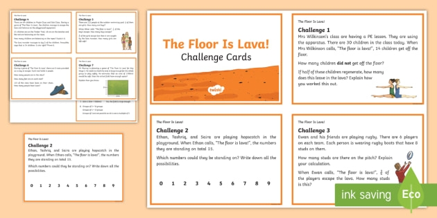 the floor is lava challenge cards printable pdf