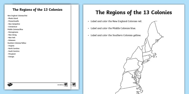 thirteen colonies worksheet