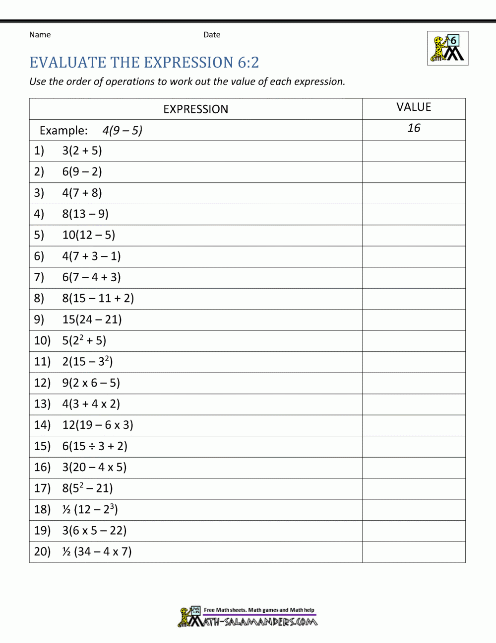 distributive property worksheet 6th grade