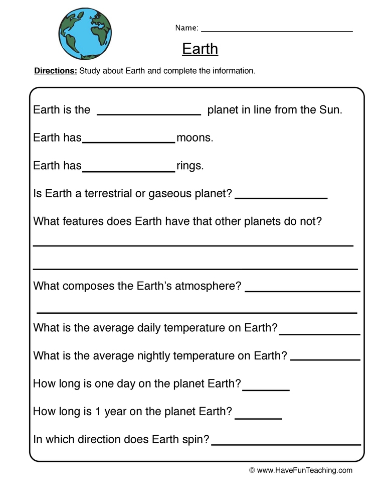 Third Grade Earth Science Worksheets Scienceworksheets
