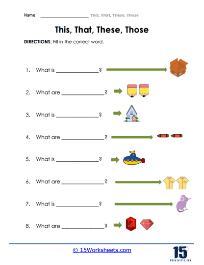 this that these those worksheet