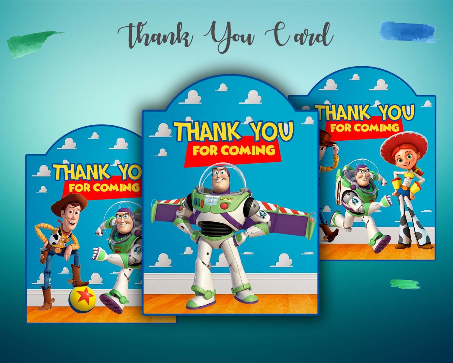 Toy Story Thank You Cards Instant Download Design