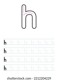 trace letter h worksheet