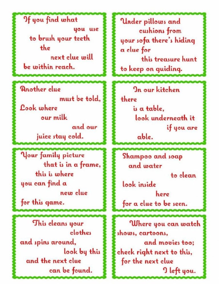 Treasure Hunt Clue Cards Page 1 Elfoutfitters elfoutfitters