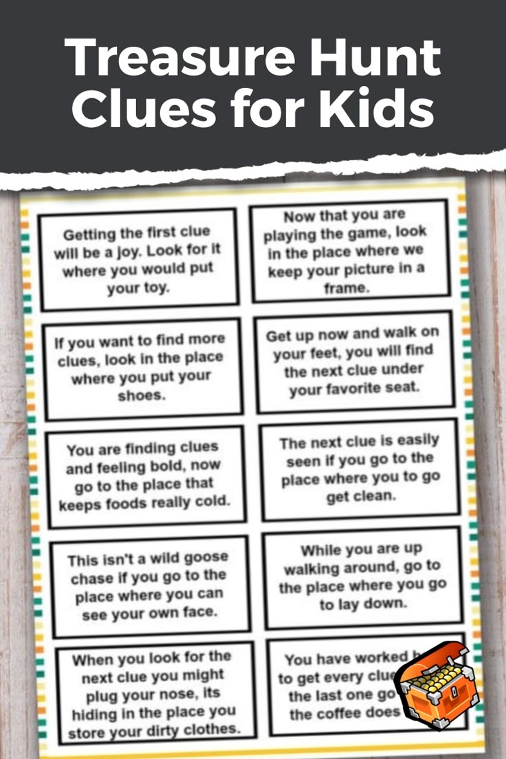 treasure hunt clue cards printable