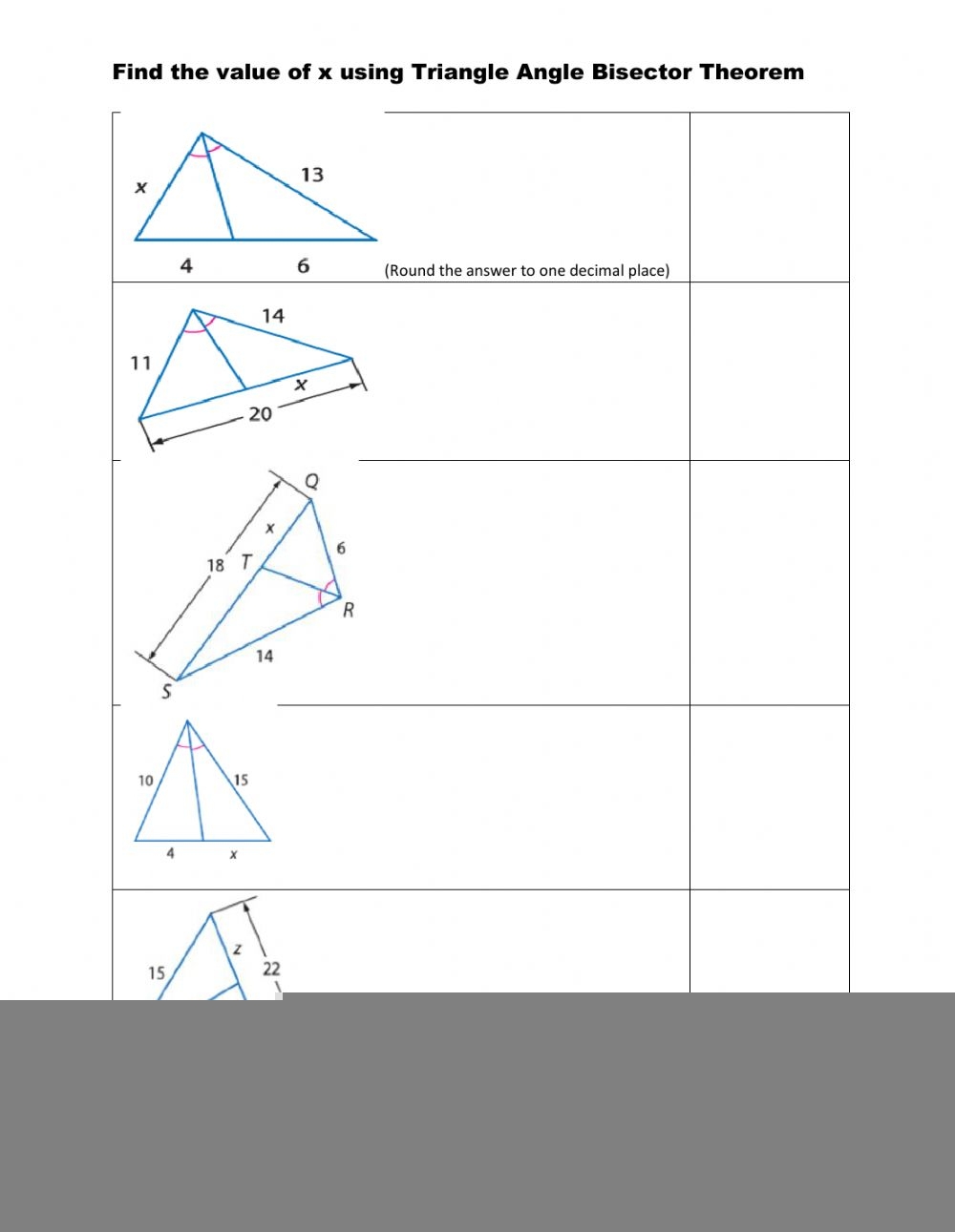 Triangle Angle Bisector Theorem Worksheet Angleworksheets