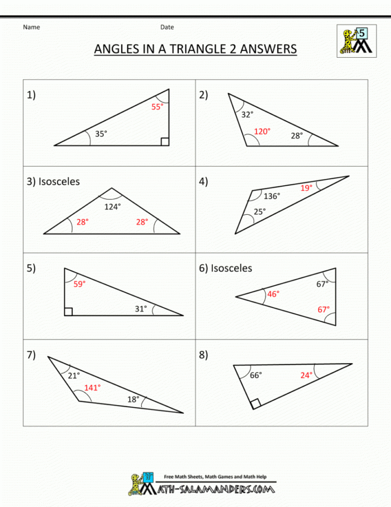 Triangle Angle Sum Worksheet Ame my id