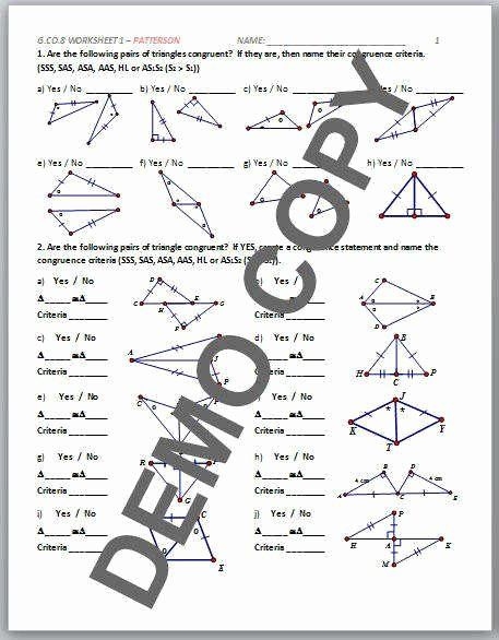 Triangle Congruence Worksheet Answer Key Unique Triangle 