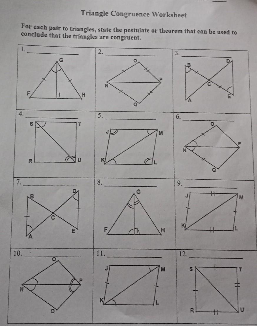 congruence triangle worksheet