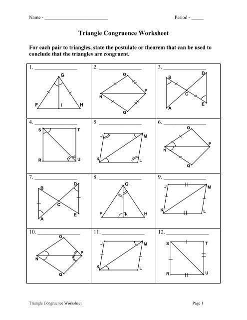 Triangle Congruence Worksheet pdf Worksheets Library