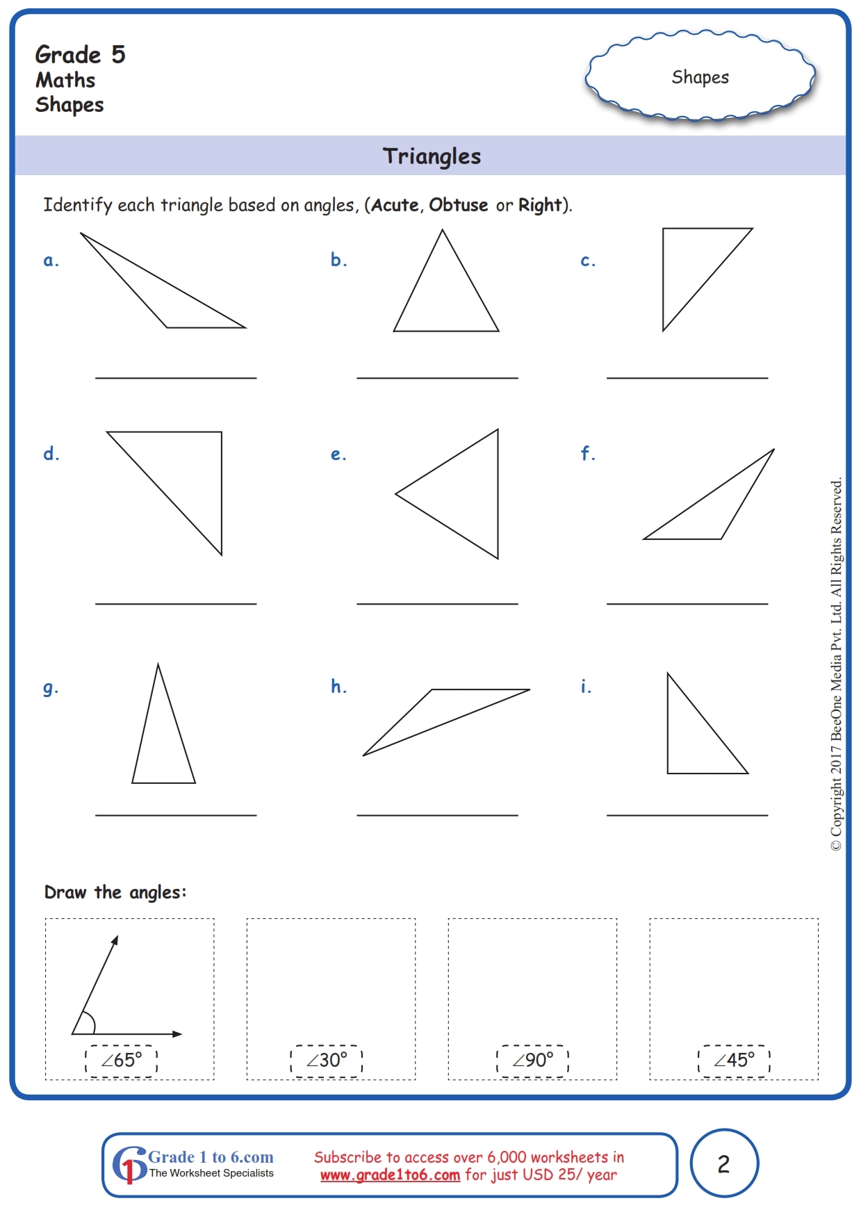 Triangles Worksheets