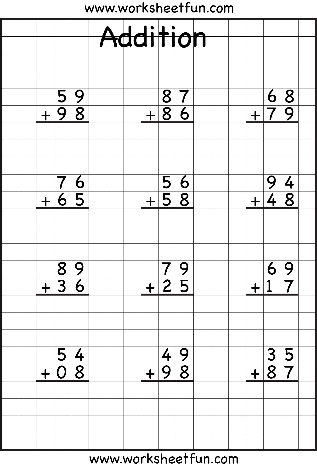 Two Digit Addition With Regrouping Worksheets WorksheetsCity