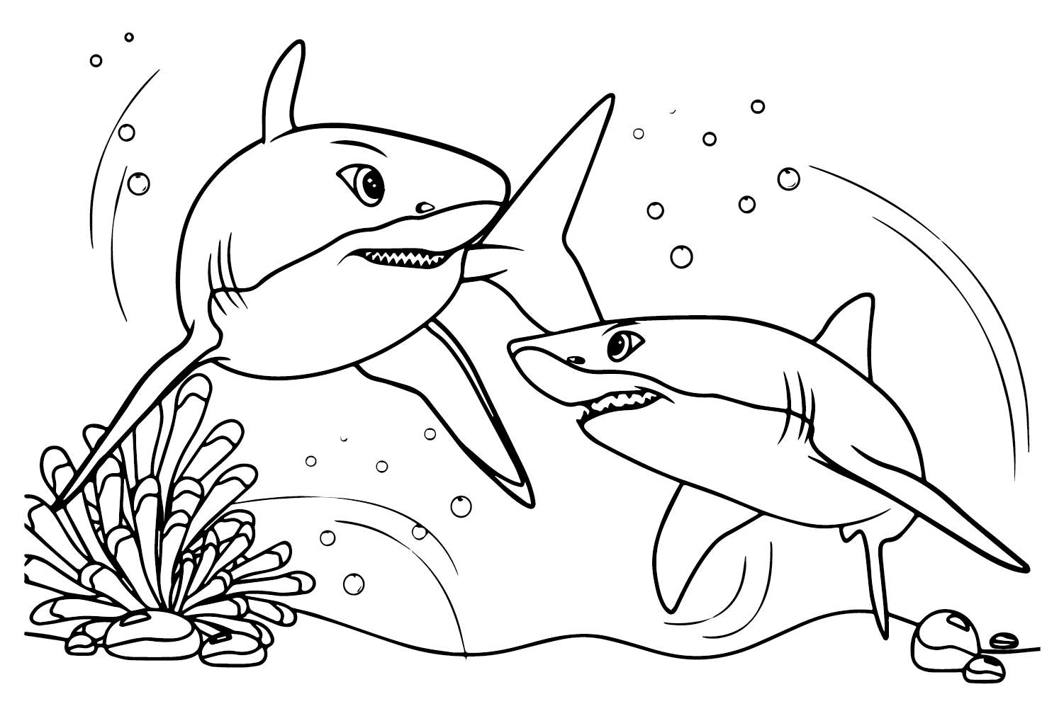 Two Great White Shark Coloring Page Free Printable Coloring Pages