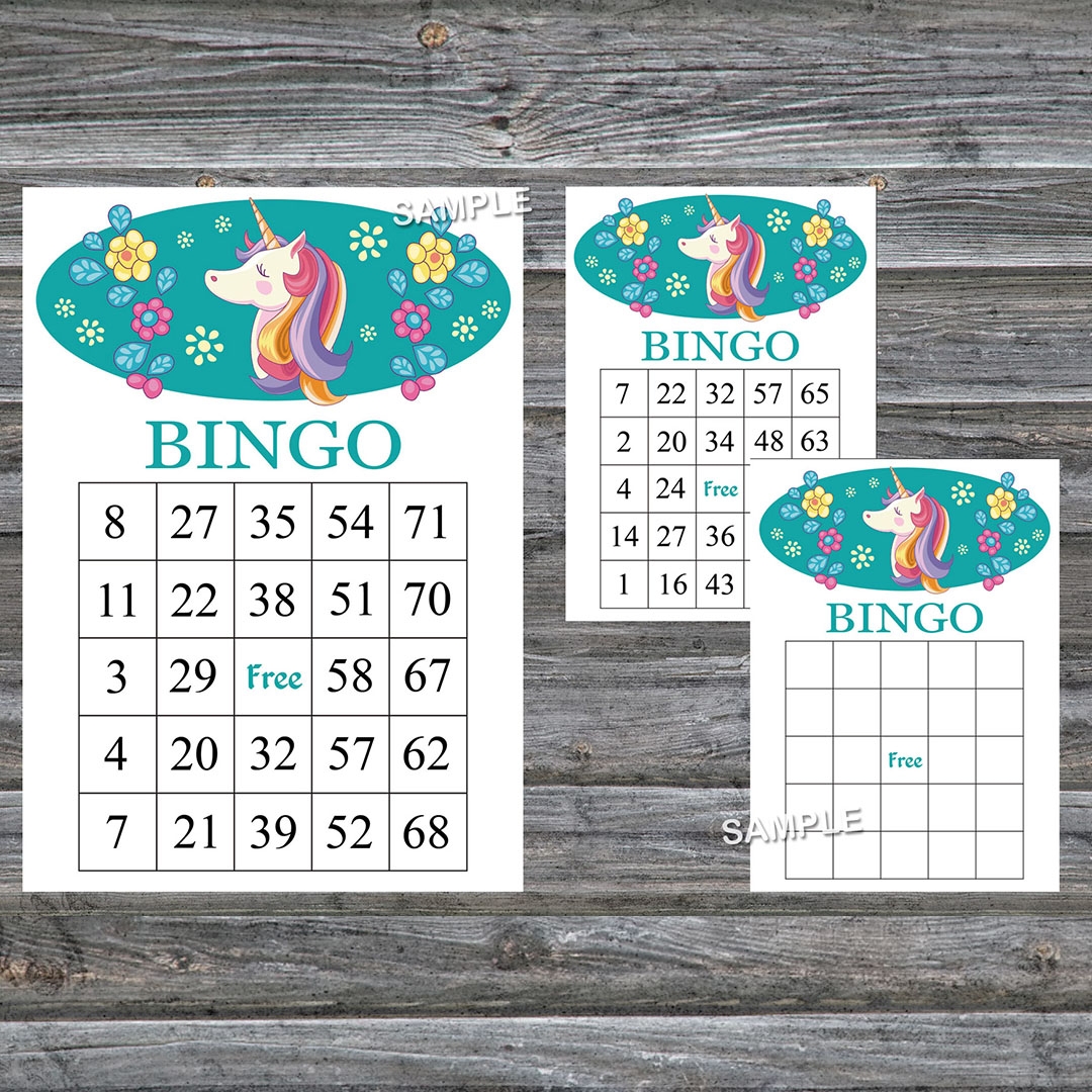 unicorn bingo cards printable