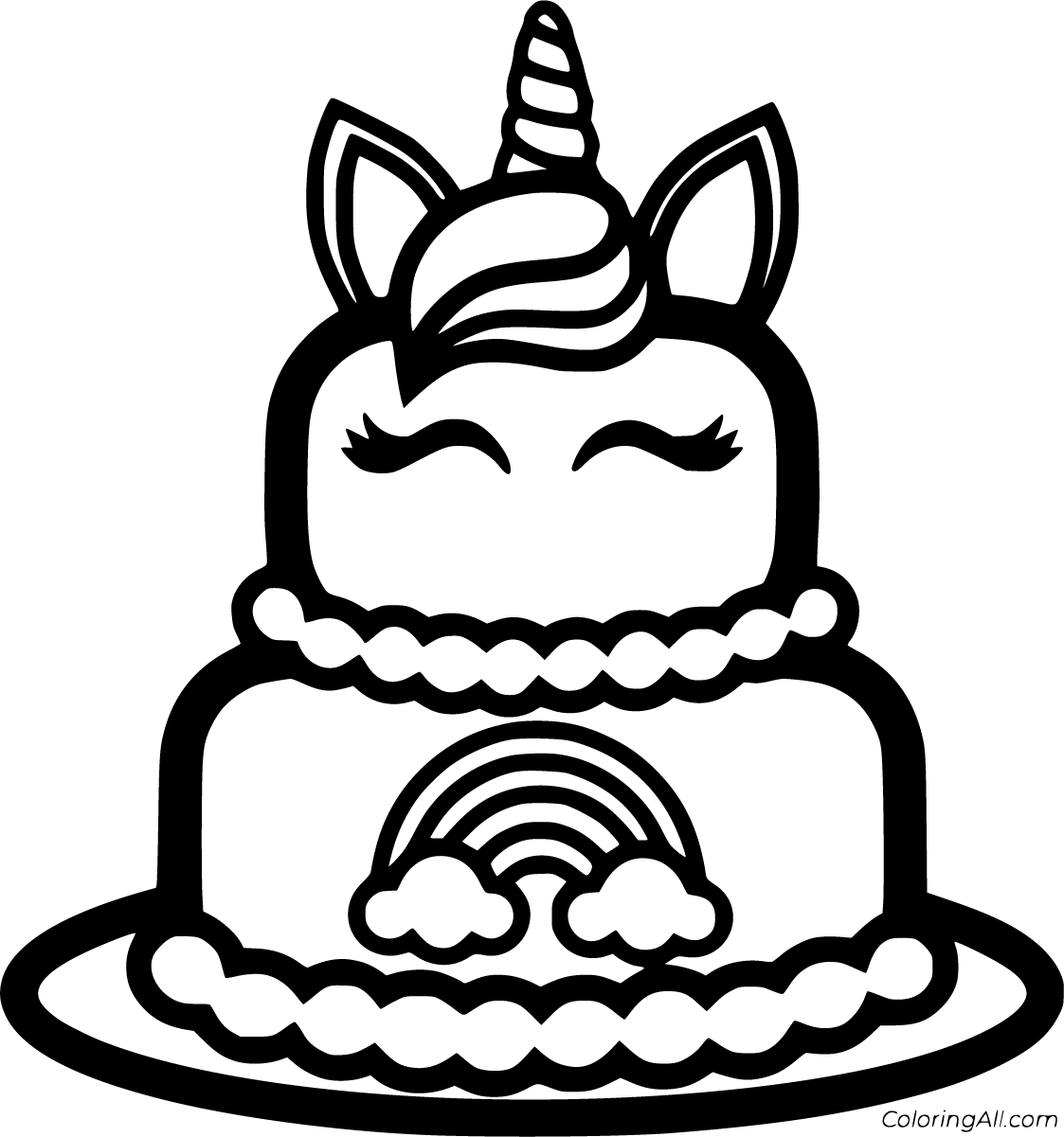 Unicorn Cake Coloring Pages 11 Free Printables ColoringAll