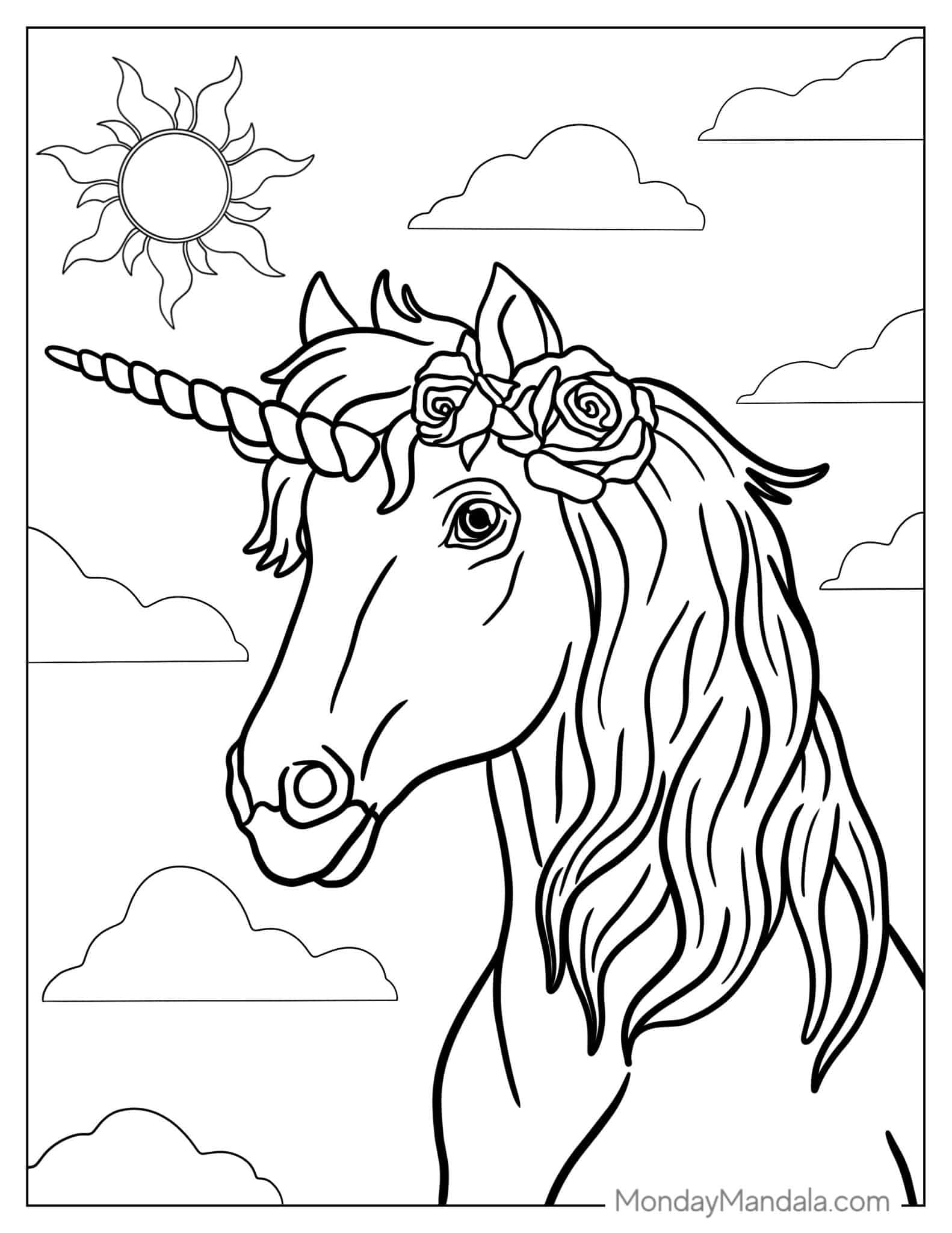 free unicorn color sheets