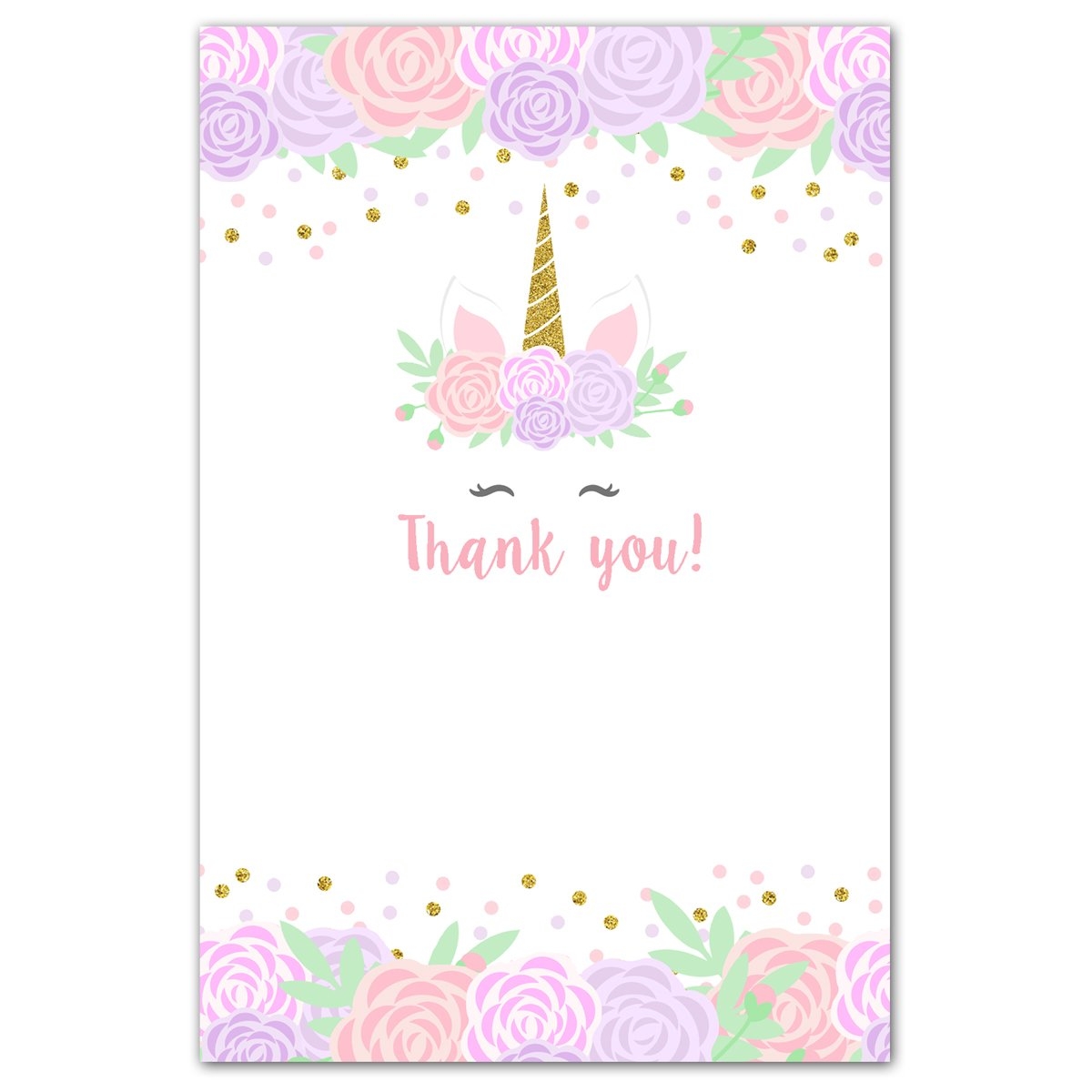 Unicorn Thank You Card Printable Card Template