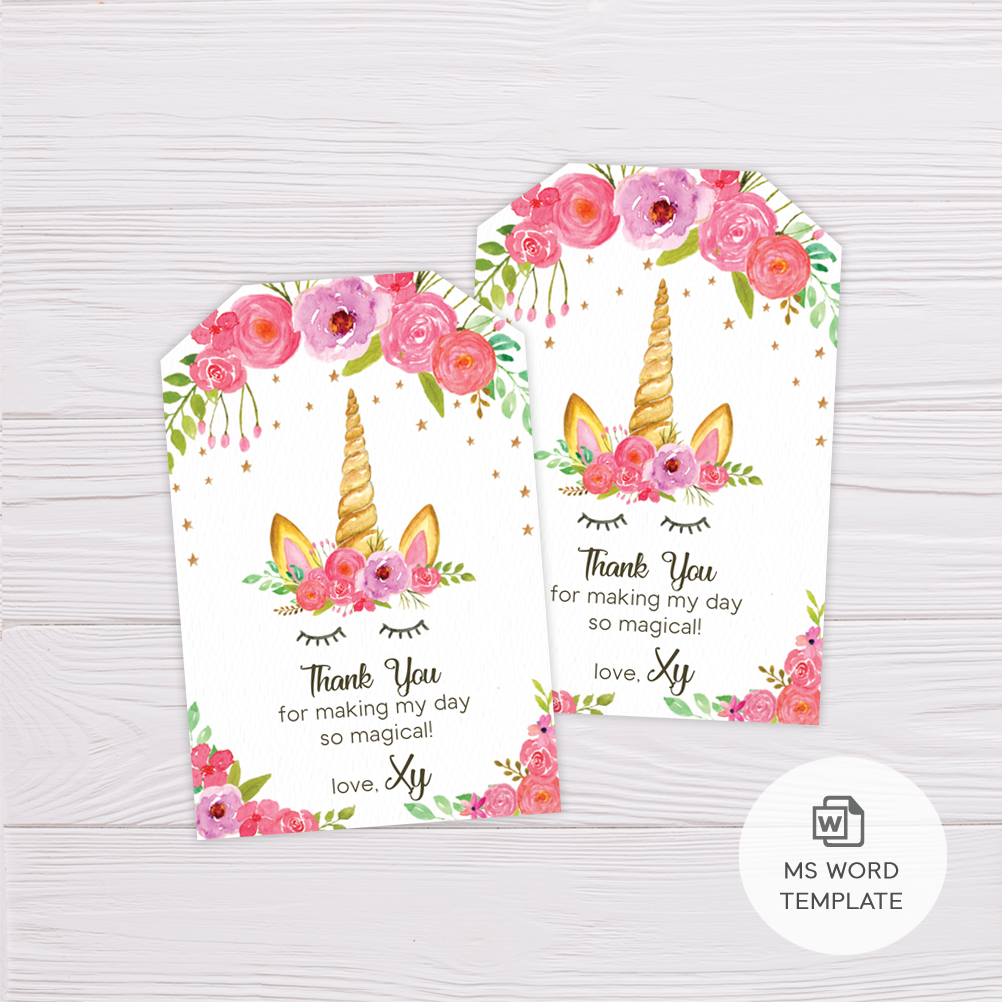 unicorn thank you card printable