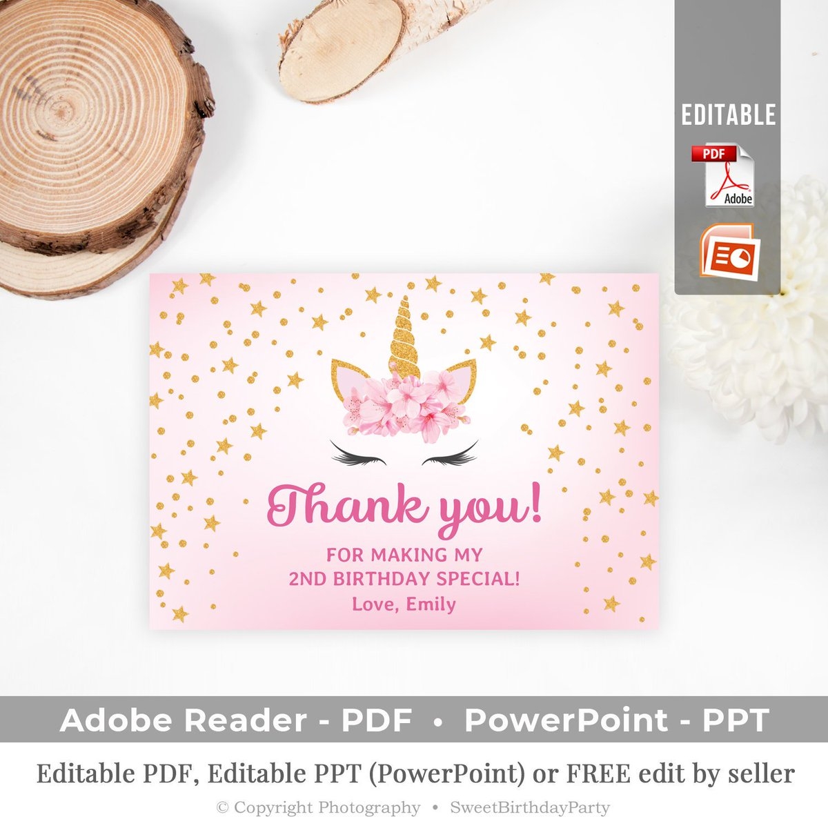Unicorn Thank You Cards Printable The Perfect Gift For The Unicorn 