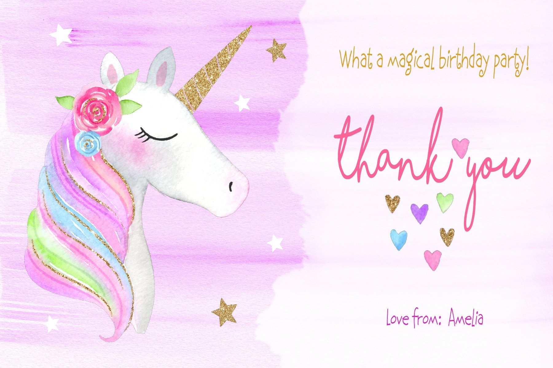 Unicorn Thank You Cards Printable The Perfect Gift For The Unicorn