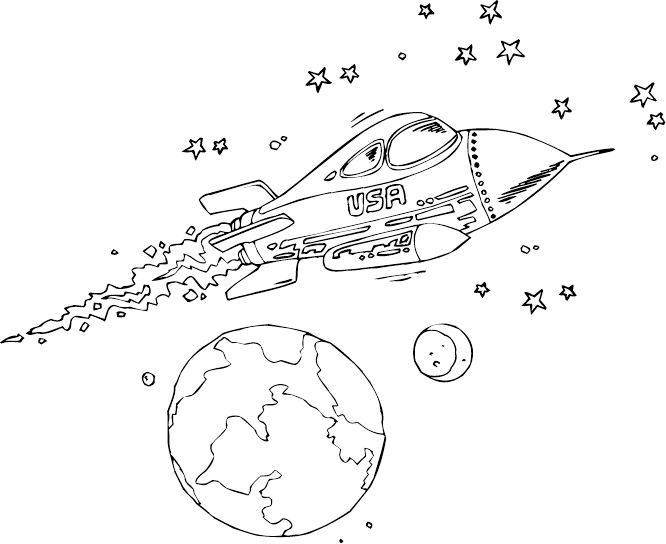 Usa Rocketship Coloring Page Coloring