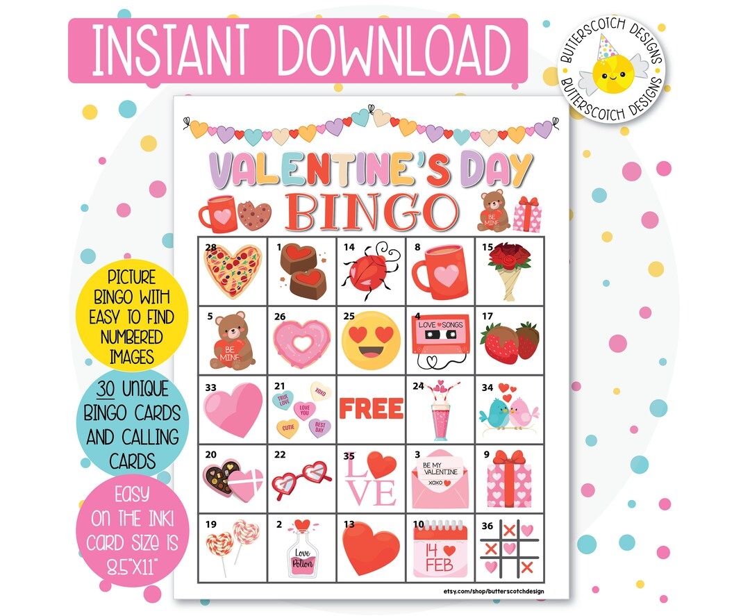 valentine's day printable bingo cards