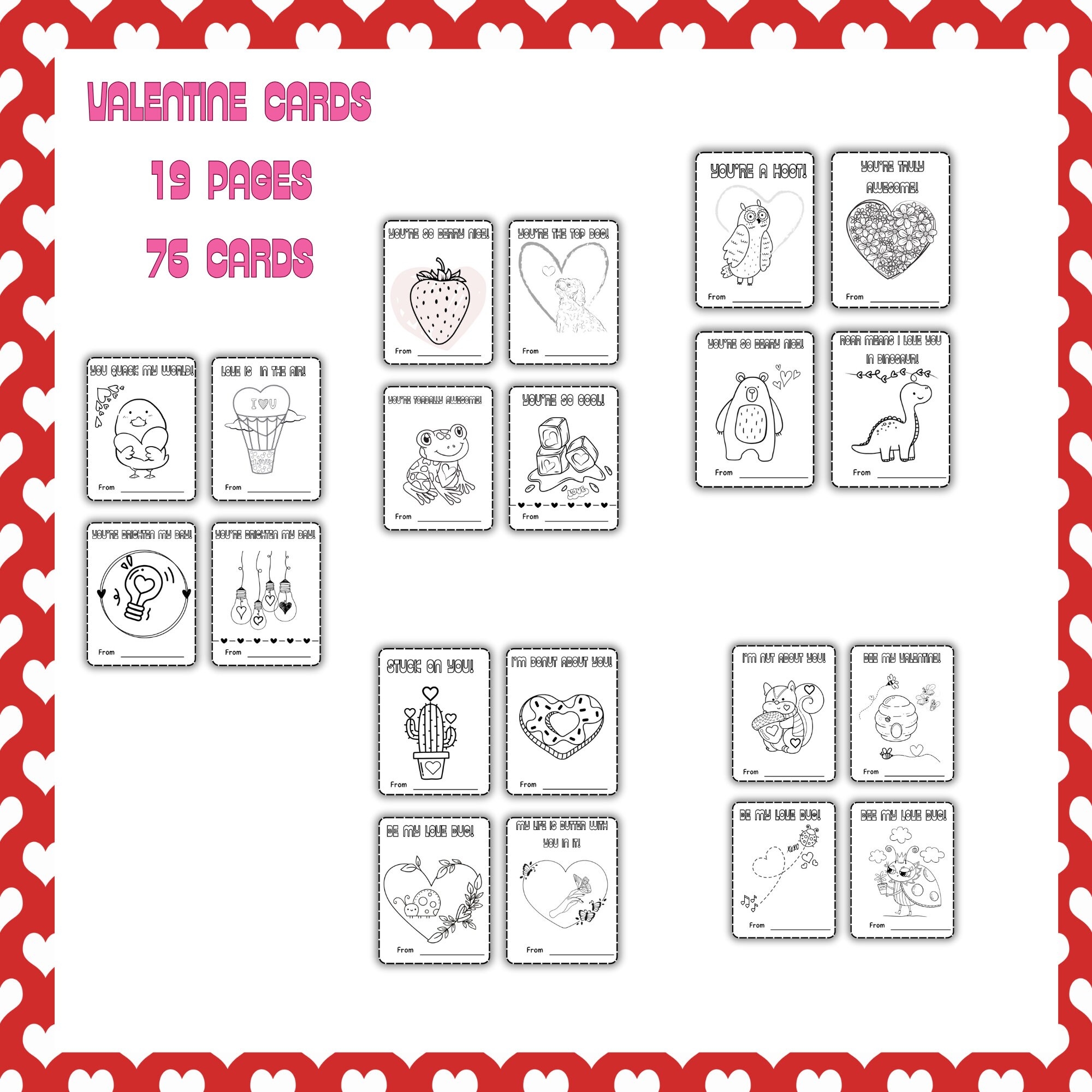 valentine printable coloring cards