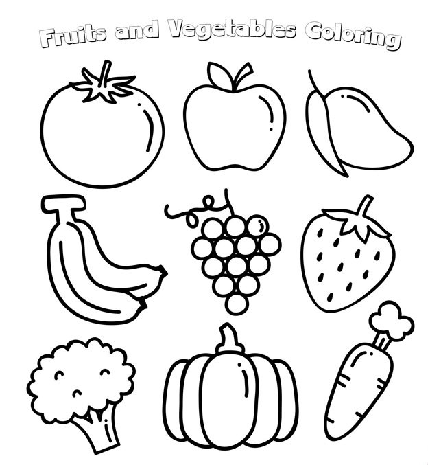 Fruits And Vegetables Coloring Pages