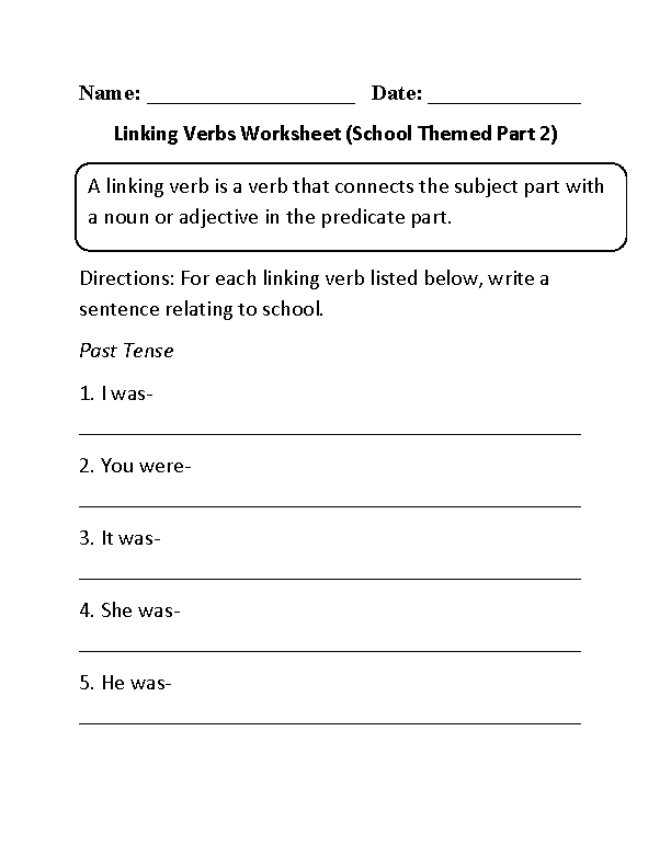 Verbs Worksheets Linking Verbs Worksheets