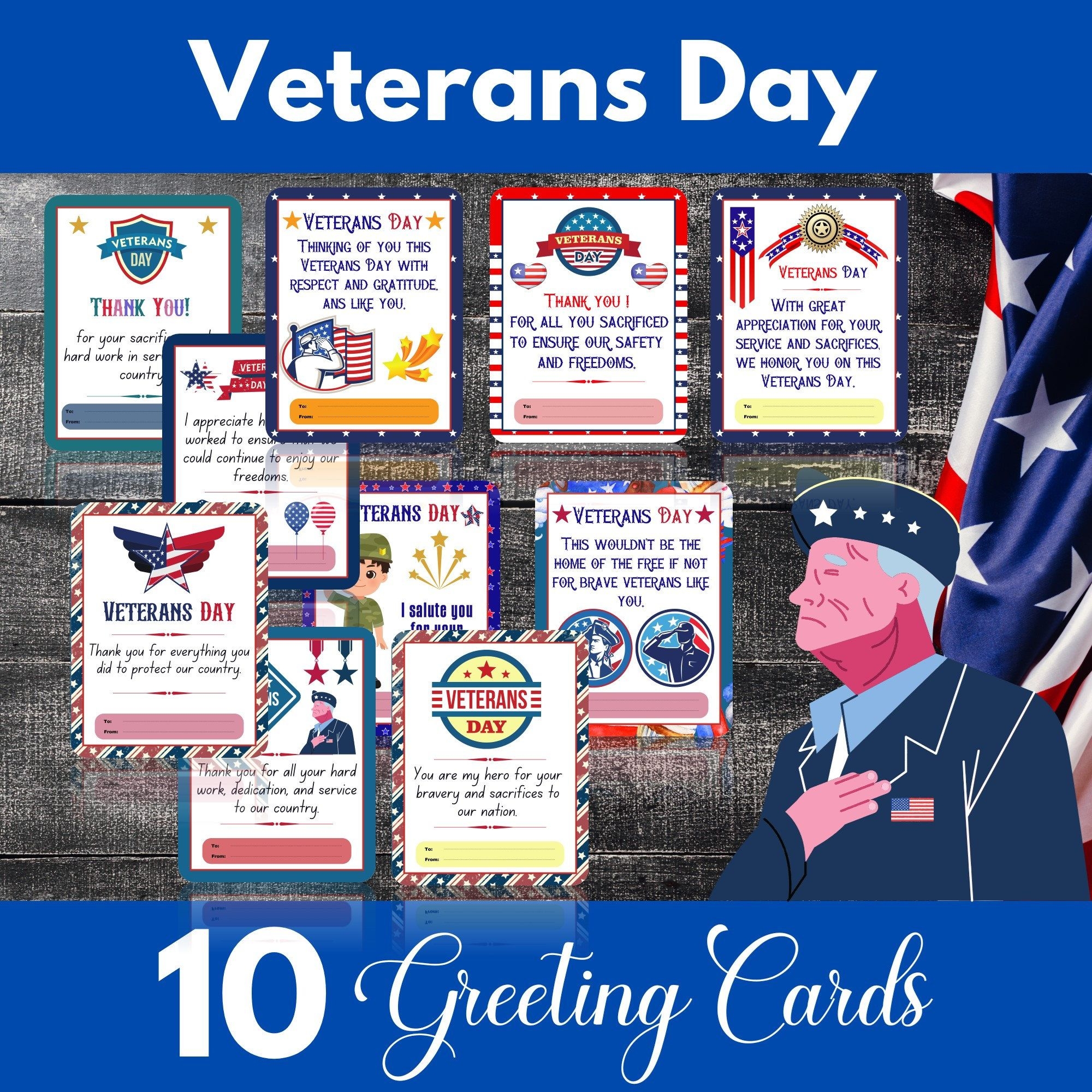 Veterans Day Greeting Cards Patriotic Veterans Day Thank You Cards 
