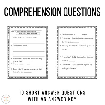 Video Worksheet Bill Nye Seasons By Endeavors In Education TpT