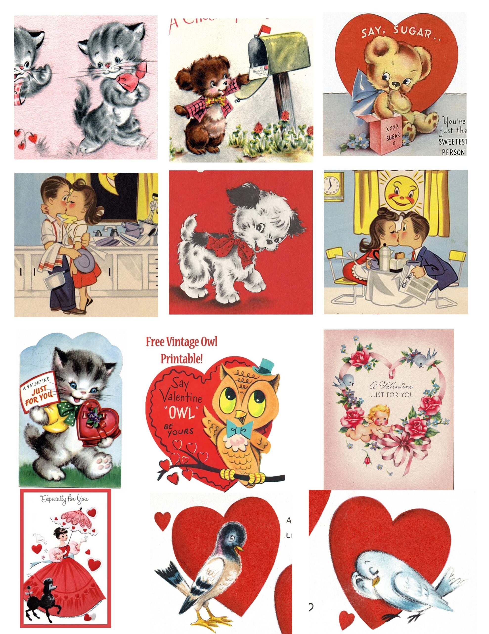 Vintage Valentines Cards Printable Printable Calendars AT A GLANCE