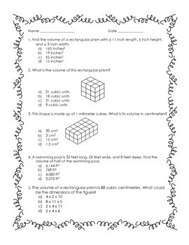 volume worksheets for 5th graders