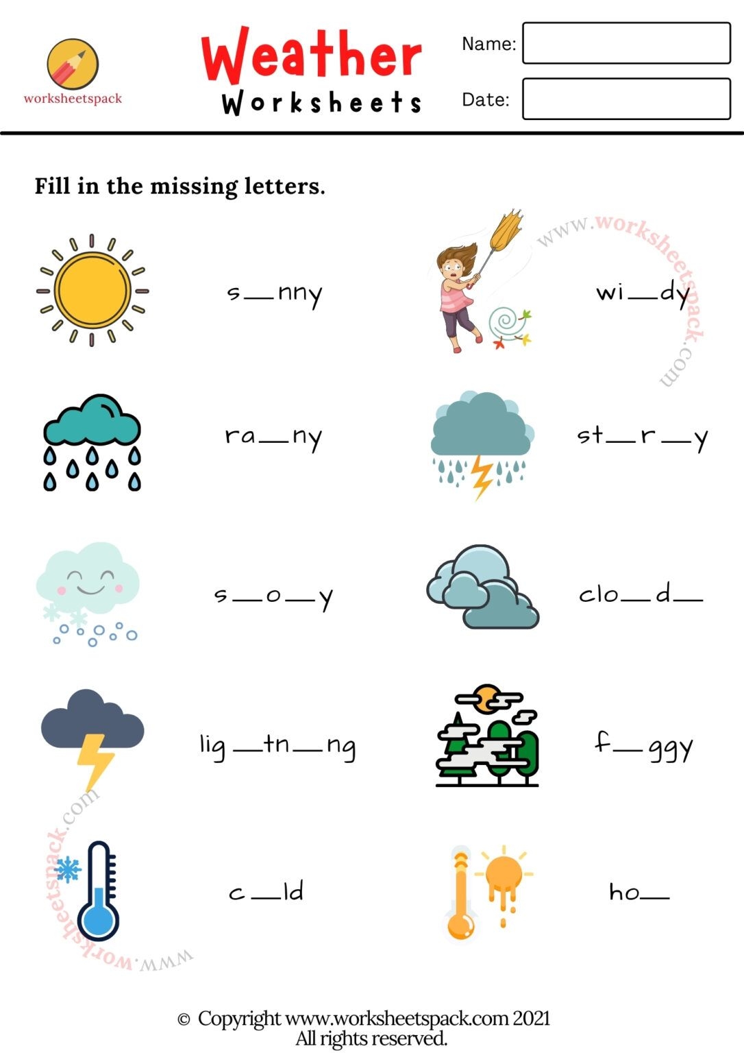 worksheets for weather