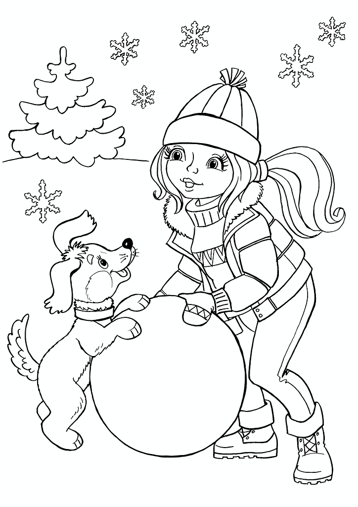 Winter Games With The Doggy Coloring Page