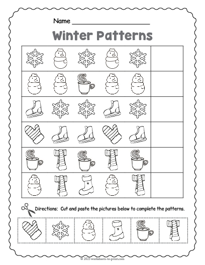 Winter Pattern Worksheet Worksheets Library