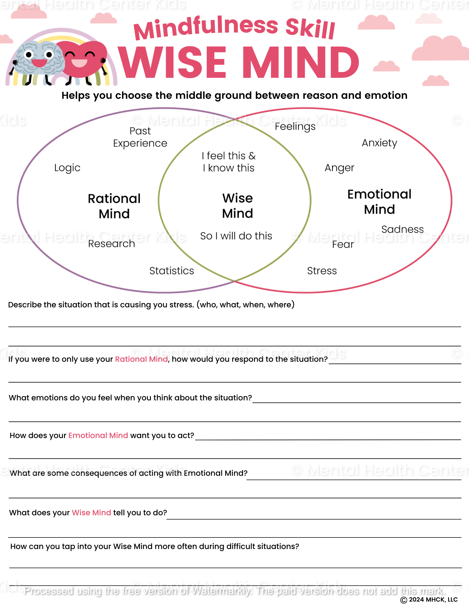 Wise Mind DBT Worksheets Psicologia Pedagogia En Ingles Pedagogia