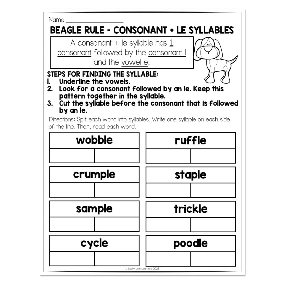 consonant le worksheets