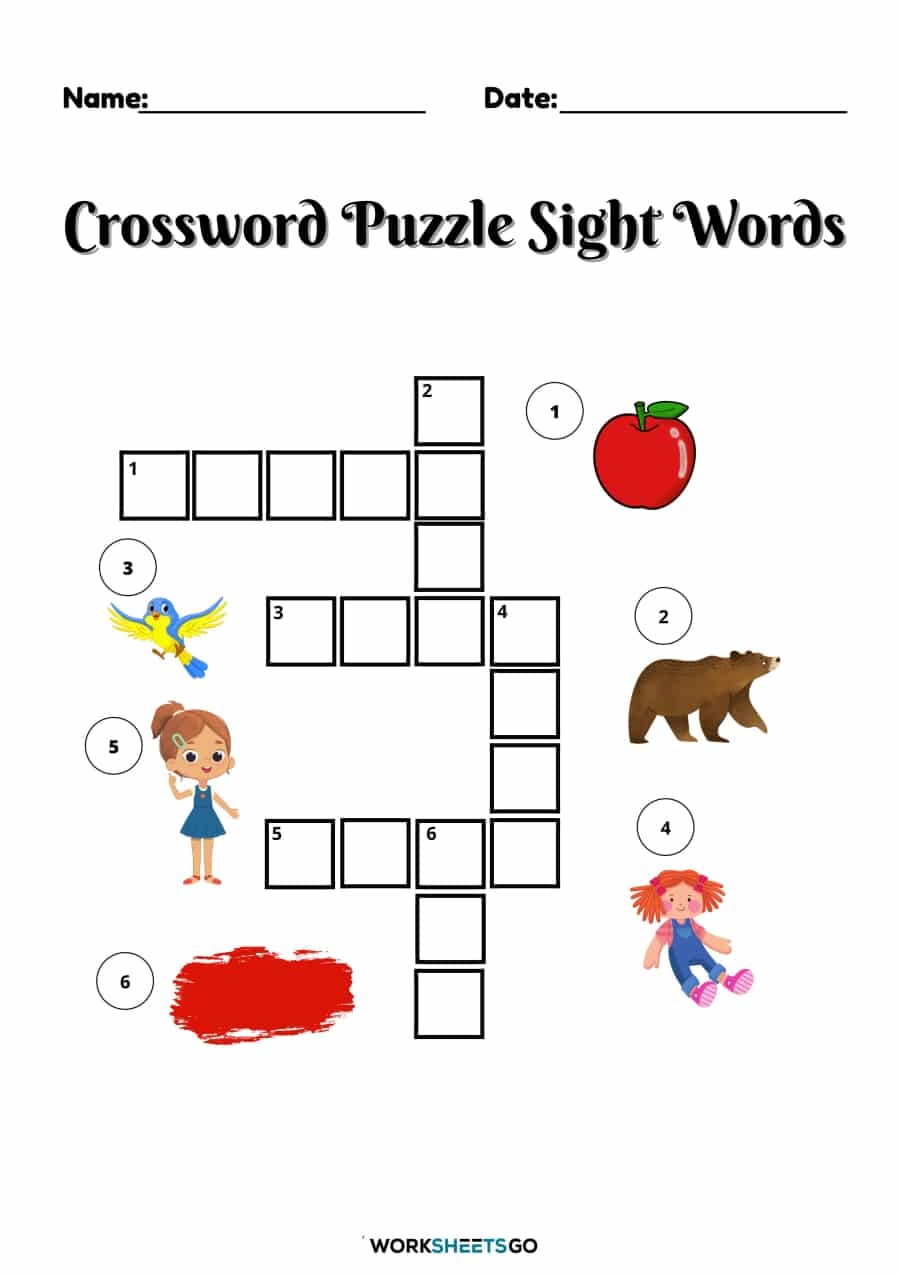 crossword worksheet