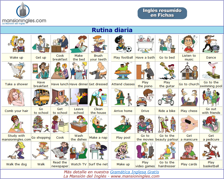 worksheet de rutinas diarias en ingles
