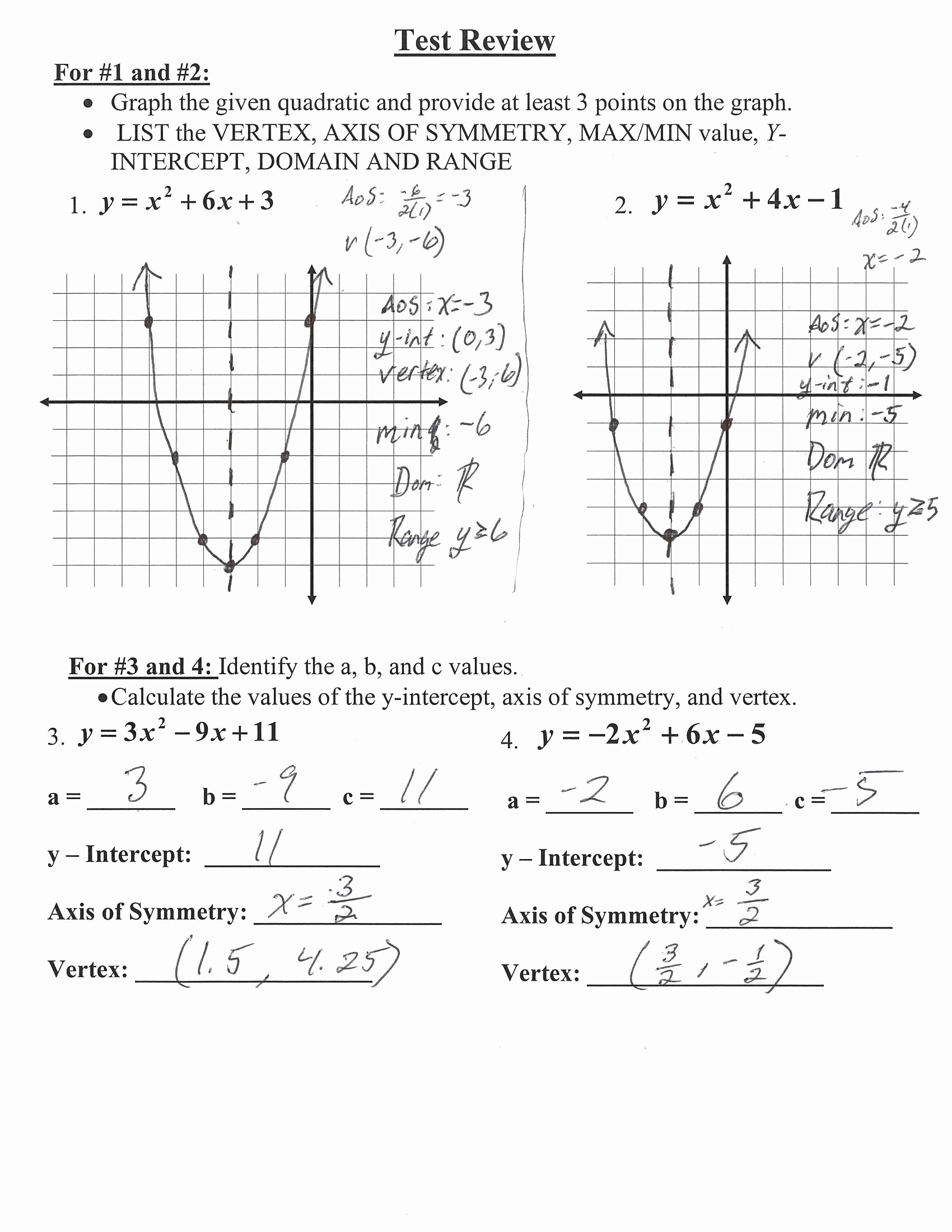 domain and range worksheets