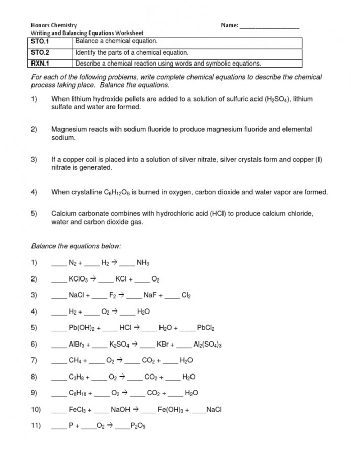 Writing Chemical Equations Worksheet Answers Pdf Printable PDF Template