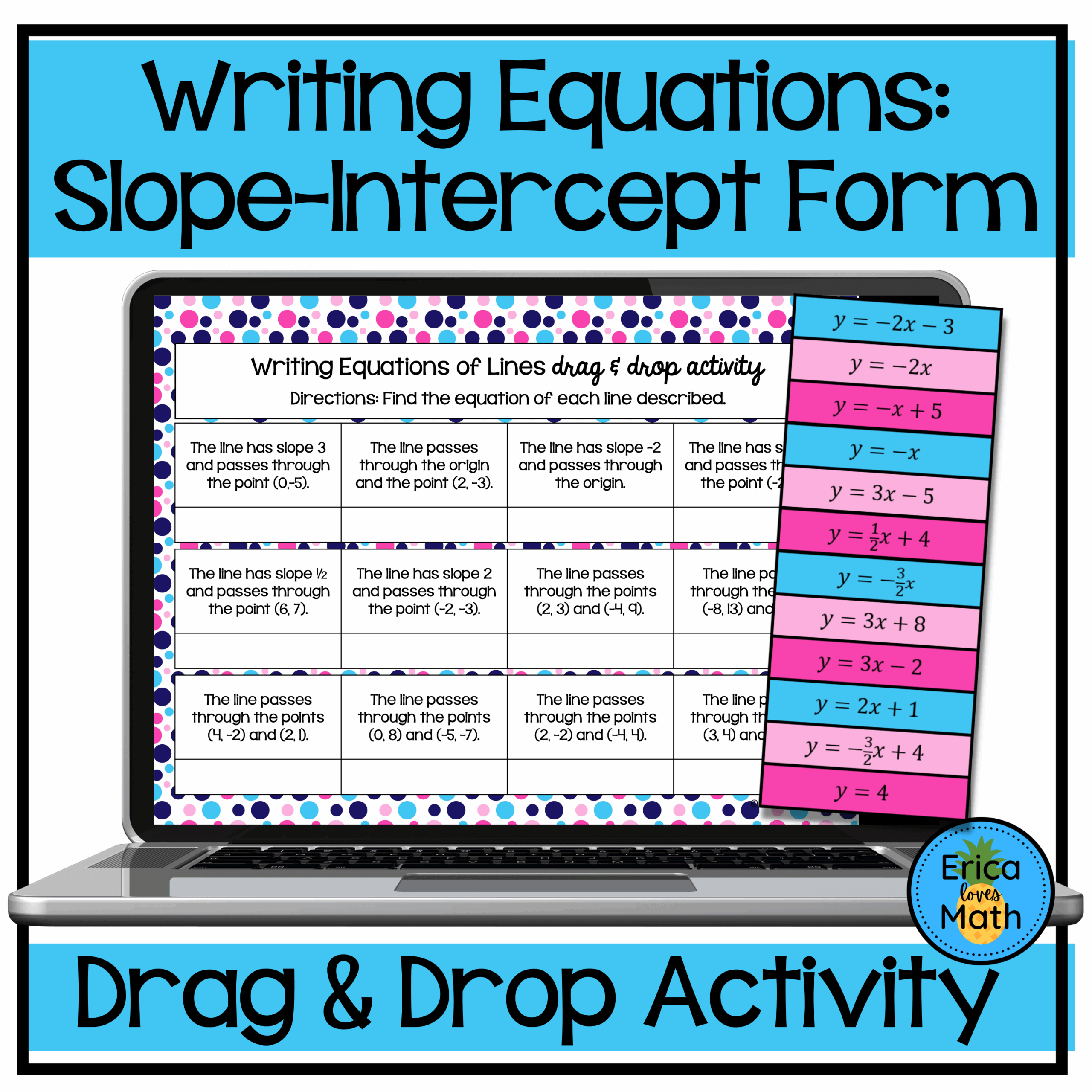 writing equations in slope intercept form worksheet