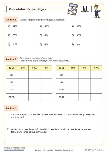 Year 8 Percentages Worksheets PDF Printable Worksheets Worksheets 
