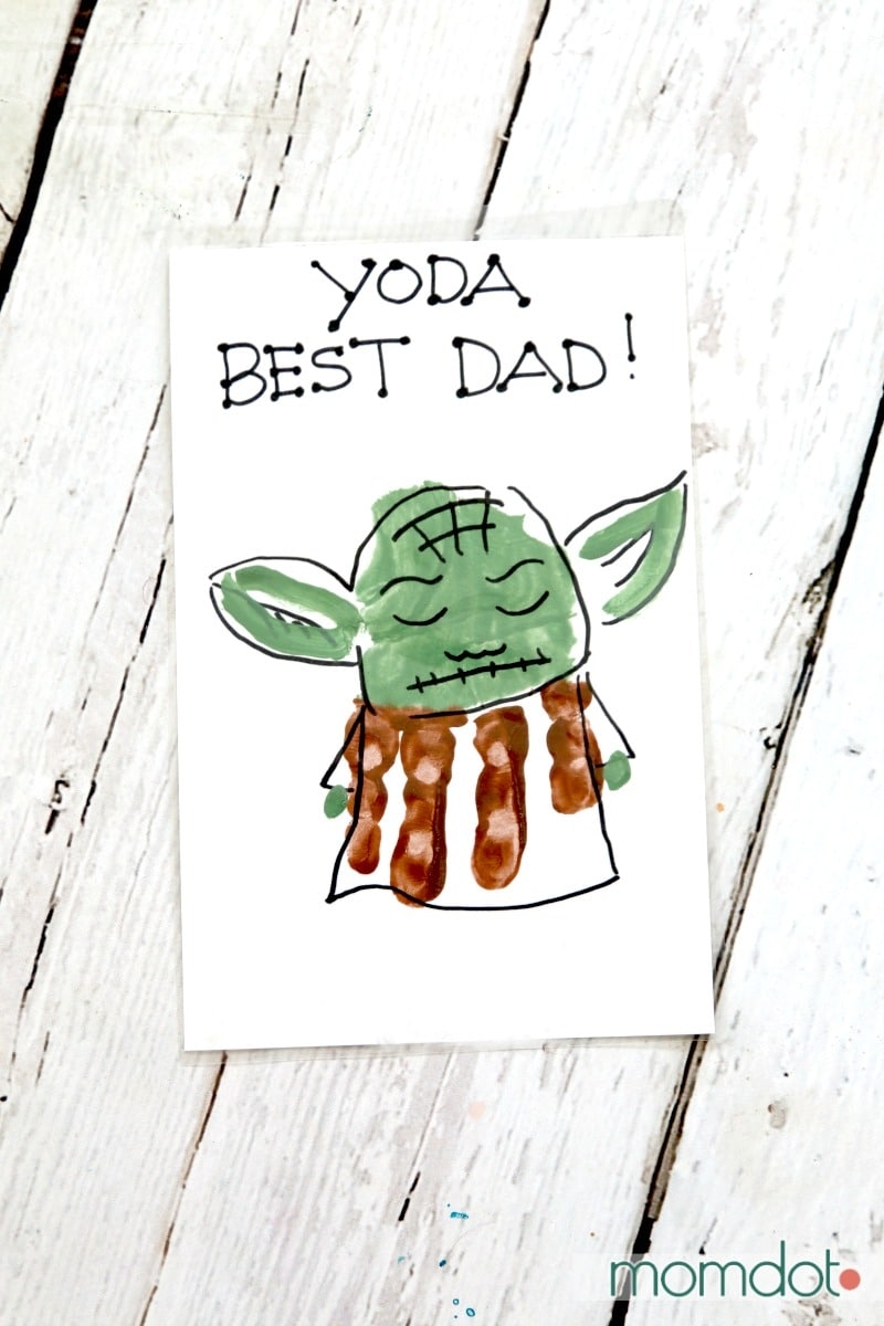 Yoda Best Dad Hand Print Card MomDot