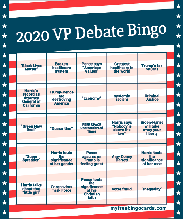 You 39 ll Love 2020 VP Debate Bingo If You Liked 2020 Presidential Debate 
