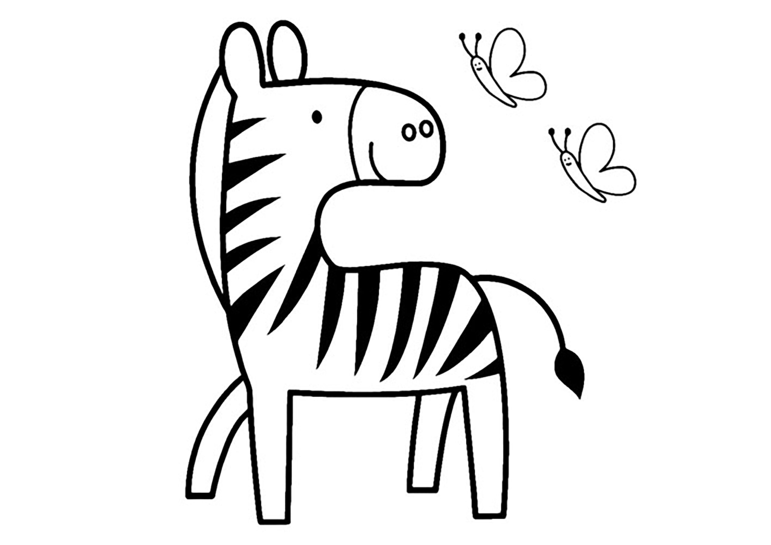 Zebra And Butterflies Zebras Coloring Pages For Kids